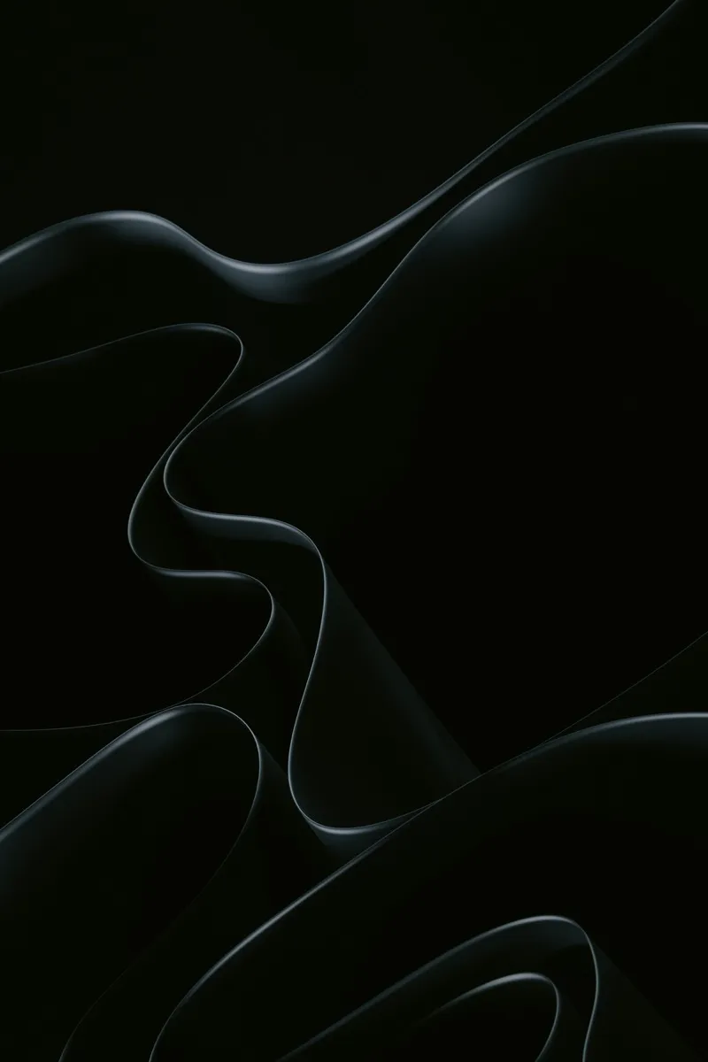 Abstract black background with flowing wavy lines